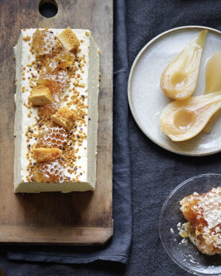 Honey Parfait with Poached Pears - Carole Bamford